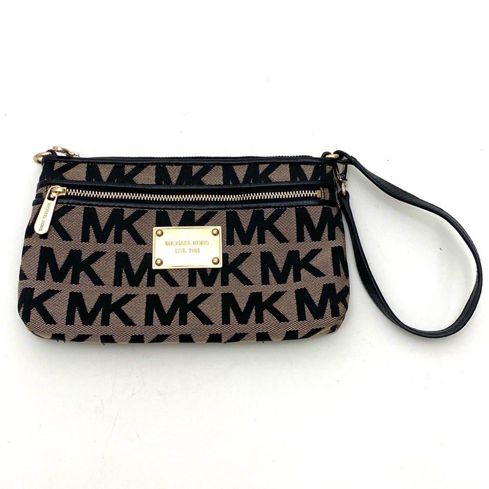 MICHAEL Michael Kors Brown Signature Canvas Pochette Wristlet